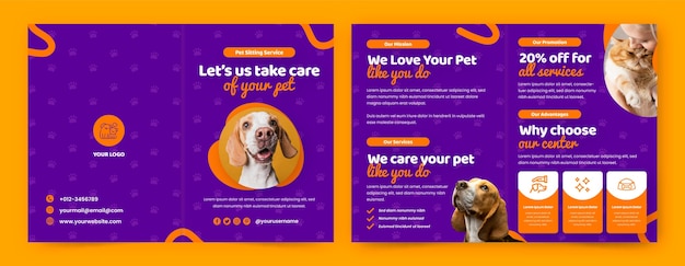 Flat design pet sitting brochure