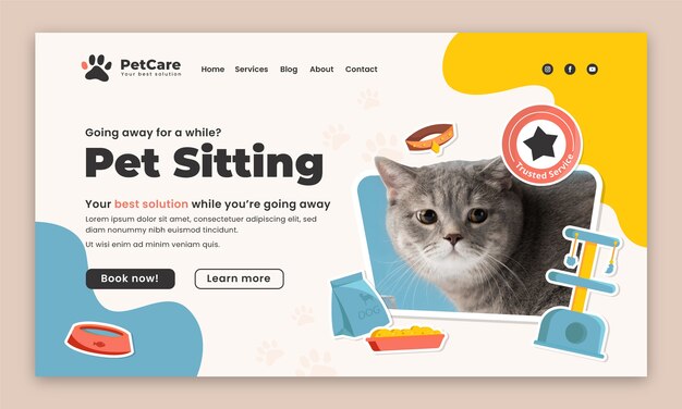 Flat design pet sitting landing page