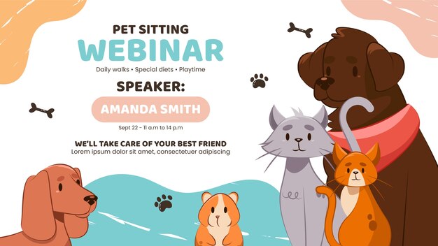 Flat design pet sitting webinar