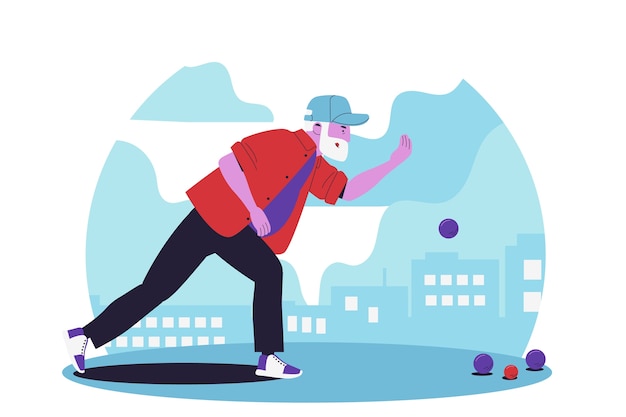 Flat design petanque illustration