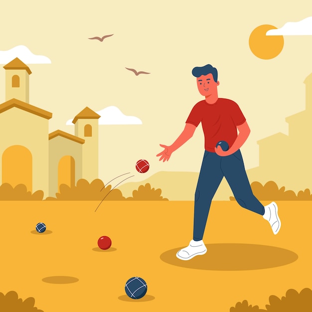 Flat design petanque illustration