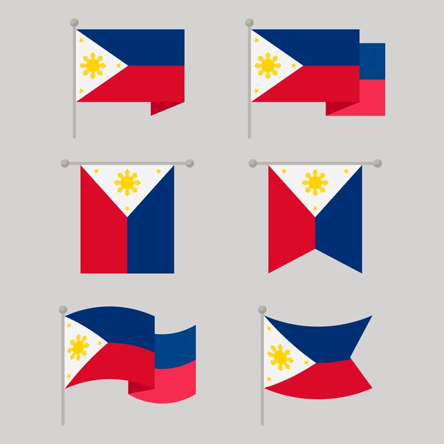 Flat design philippine flag set