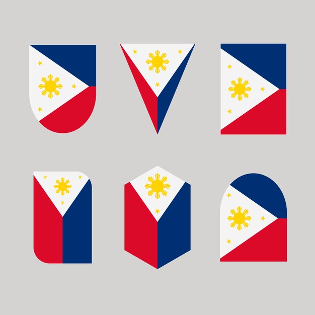 Flat design philippine flag set