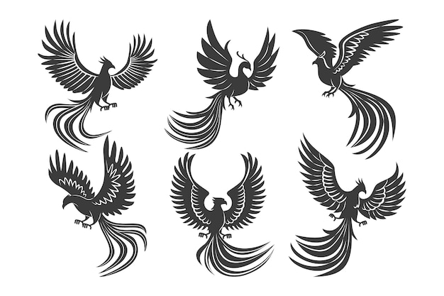 Free Vector flat design phoenix silhouette