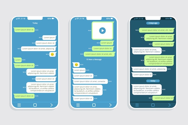 Flat design phone text bubble collection