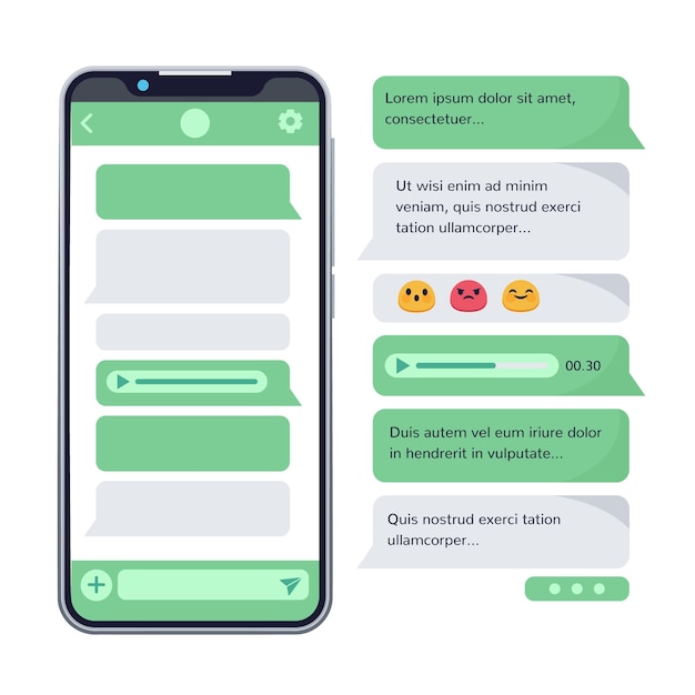 Flat design of phone text bubble