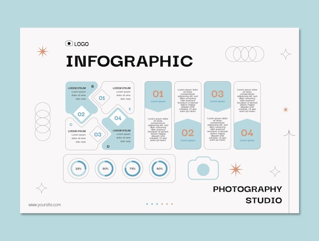 Free Vector flat design photography studio infographic