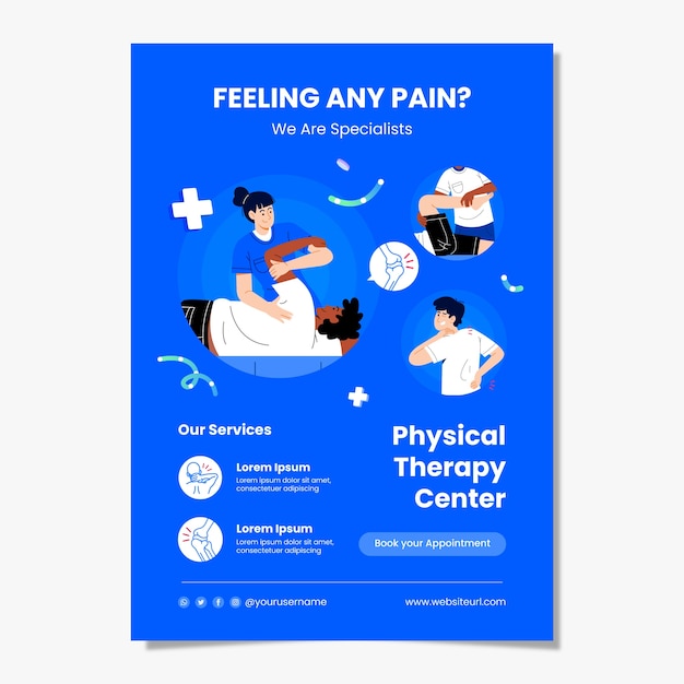 Flat design physiotherapist poster