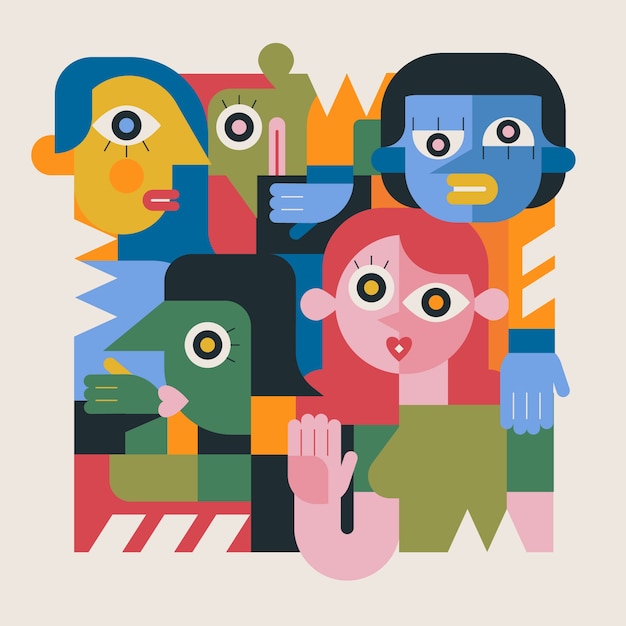 Flat design picasso style illustration