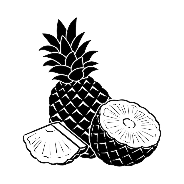 Flat design pineapple  silhouette