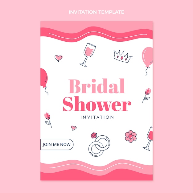 Free vector flat design pink bachelorette invitation template