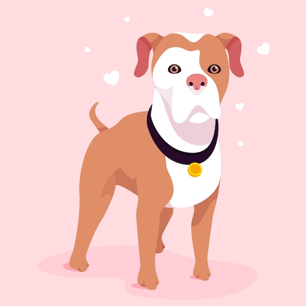 Flat design pitbull illustrated