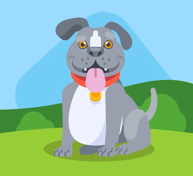 Flat design pitbull illustration