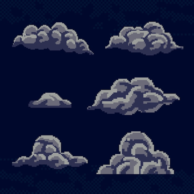 Free vector flat design pixel art cloud illustration