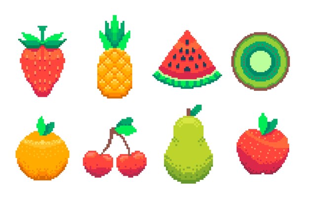 Flat design pixel art food illustration