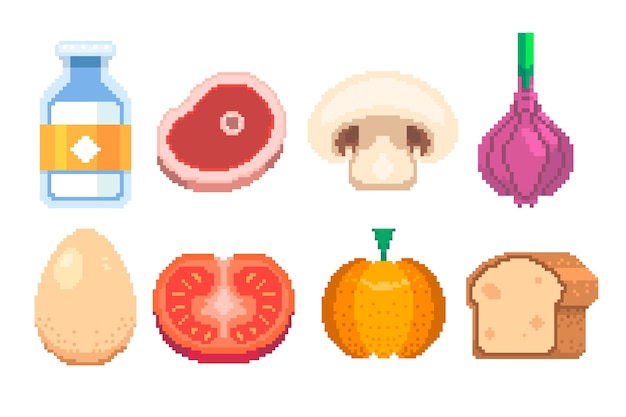 Free Vector flat design pixel art food illustration