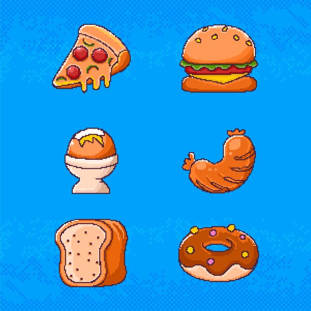 Flat design pixel art food illustration