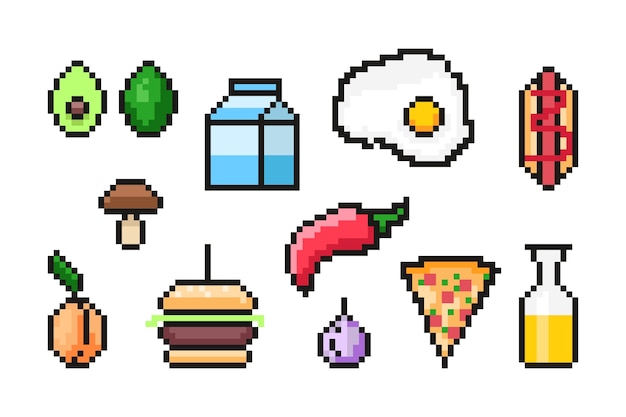 Free Vector flat design pixel art food illustration