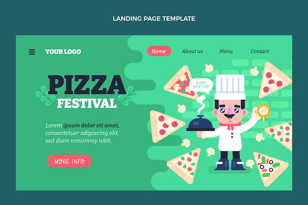 Free Vector flat design pizza festival landing page