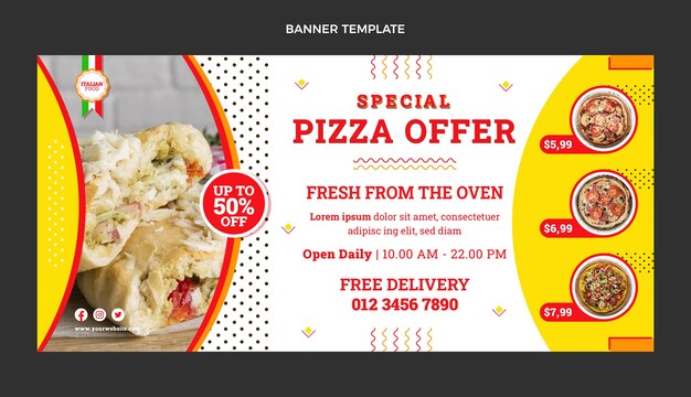 Flat design pizza offer sale background