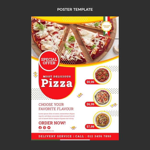 Flat design pizza poster template