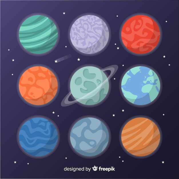 Flat design planet collection