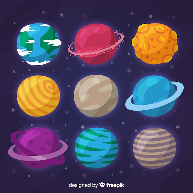 Free Vector flat design planet collection