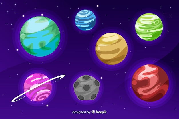 Free Vector flat design planet collection