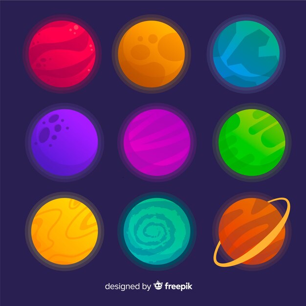 Flat design planet collection