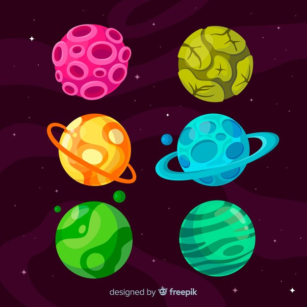 Flat design planet collection