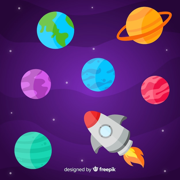 Flat design planets pack