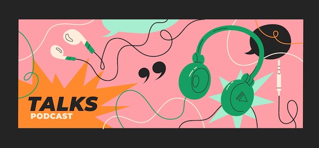 Free vector flat design podcast cover banner