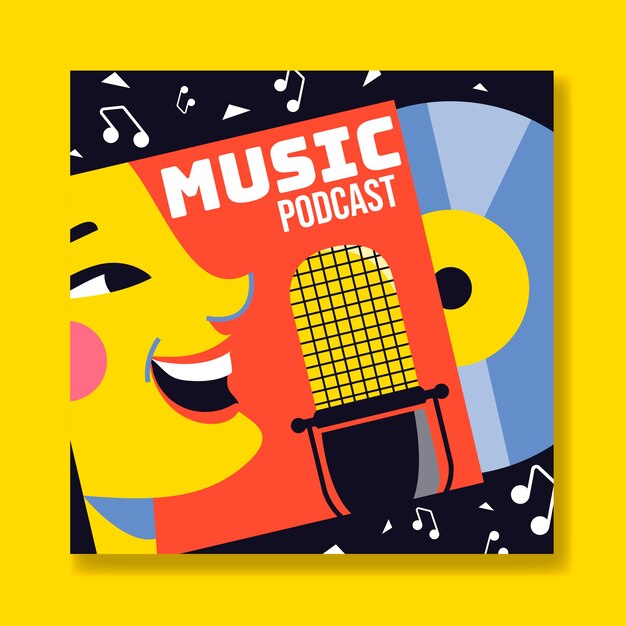 Flat design podcast cover design