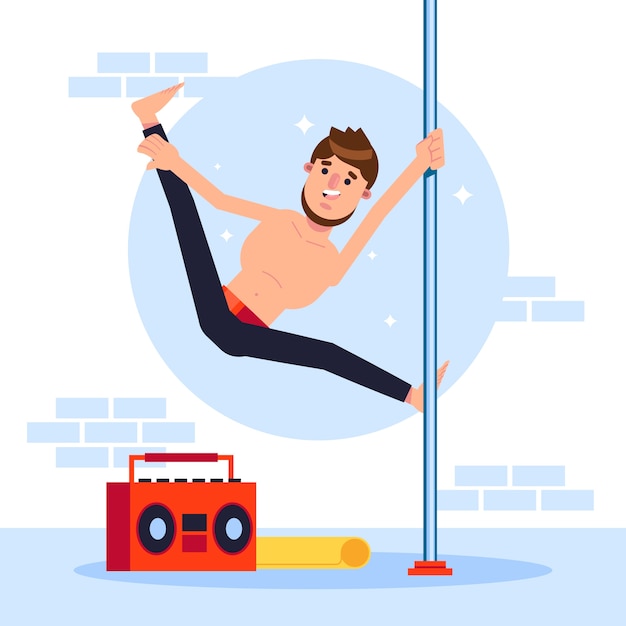 Free Vector flat design pole dance illustration