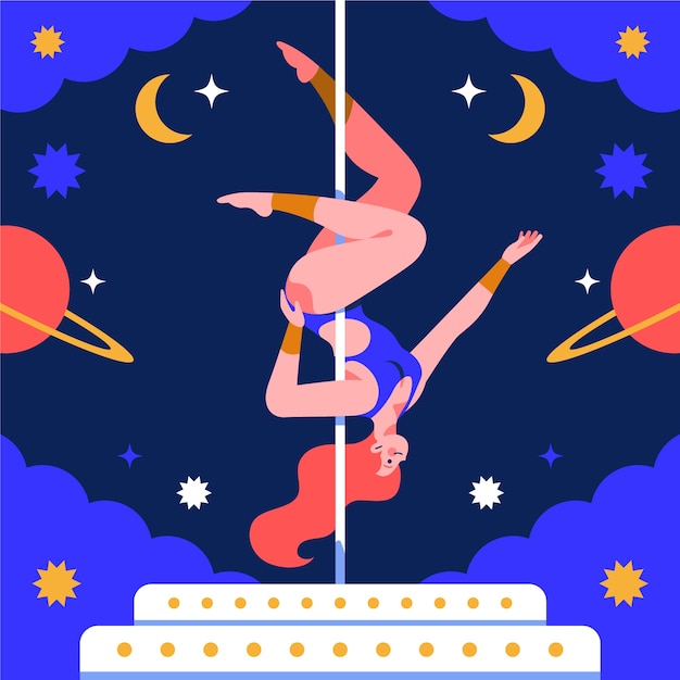 Flat design pole dance illustration