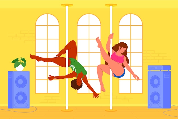 Free Vector flat design pole dance illustration