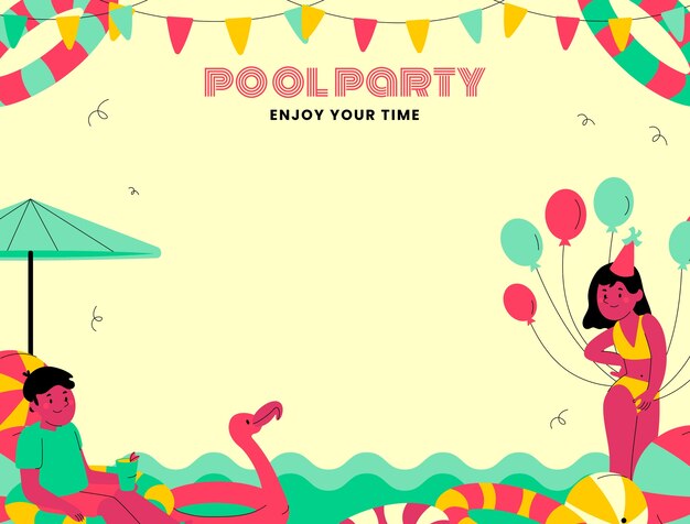 Flat design pool party photocall template