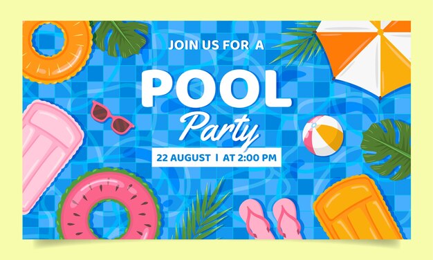 Flat design of pool party webinar template