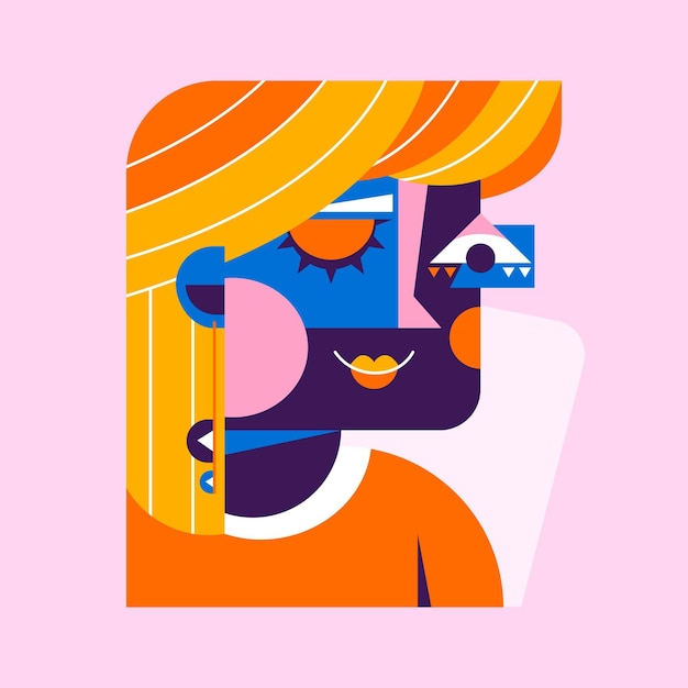 Free Vector flat design portrait with abstract shapes