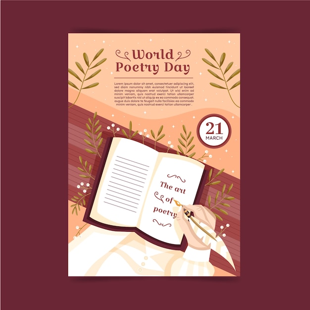 Flat design poster book club template