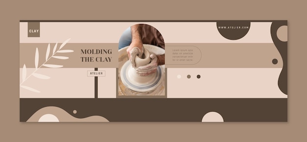 Flat design pottery atelier facebook cover