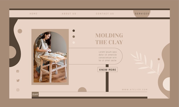 Flat design pottery atelier landing page