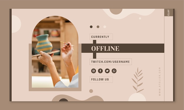 Flat design pottery atelier twitch background