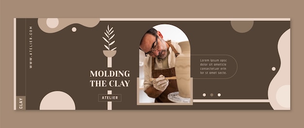 Flat design pottery atelier twitter header