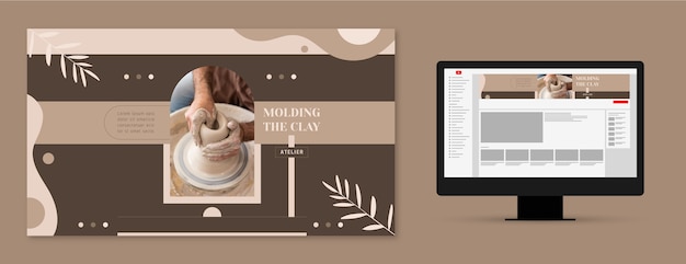 Flat design pottery atelier youtube channel art