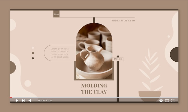 Flat design pottery atelier youtube thumbnail