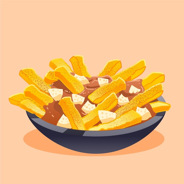 Flat design poutine  illustration