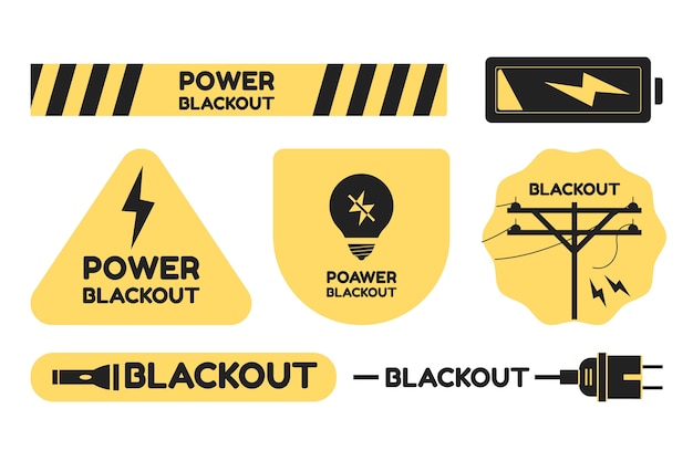 Flat design power outage labels