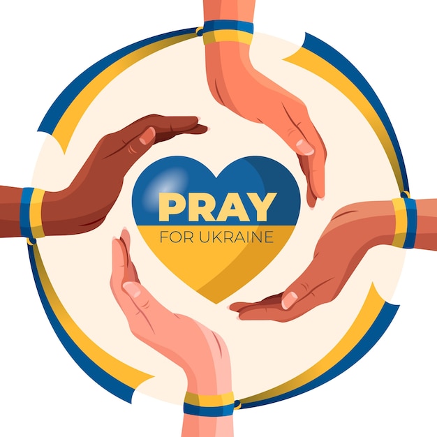 Flat design pray for ukraine illustration