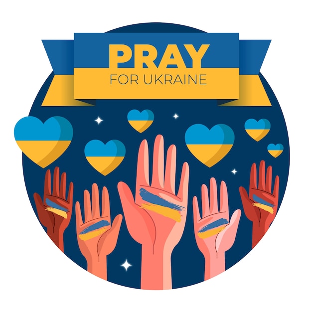 Free vector flat design pray for ukraine illustration